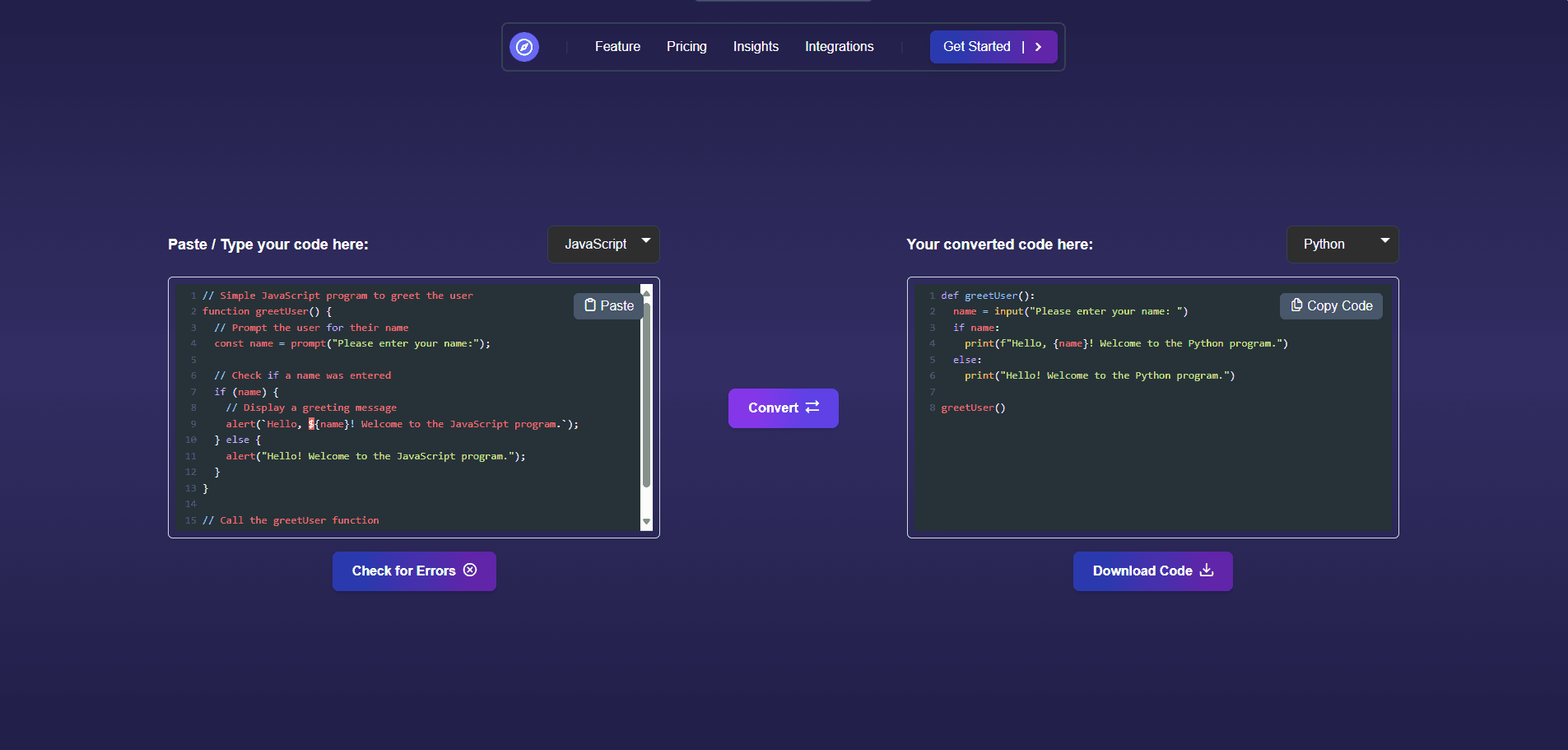 Code Conversion Tool